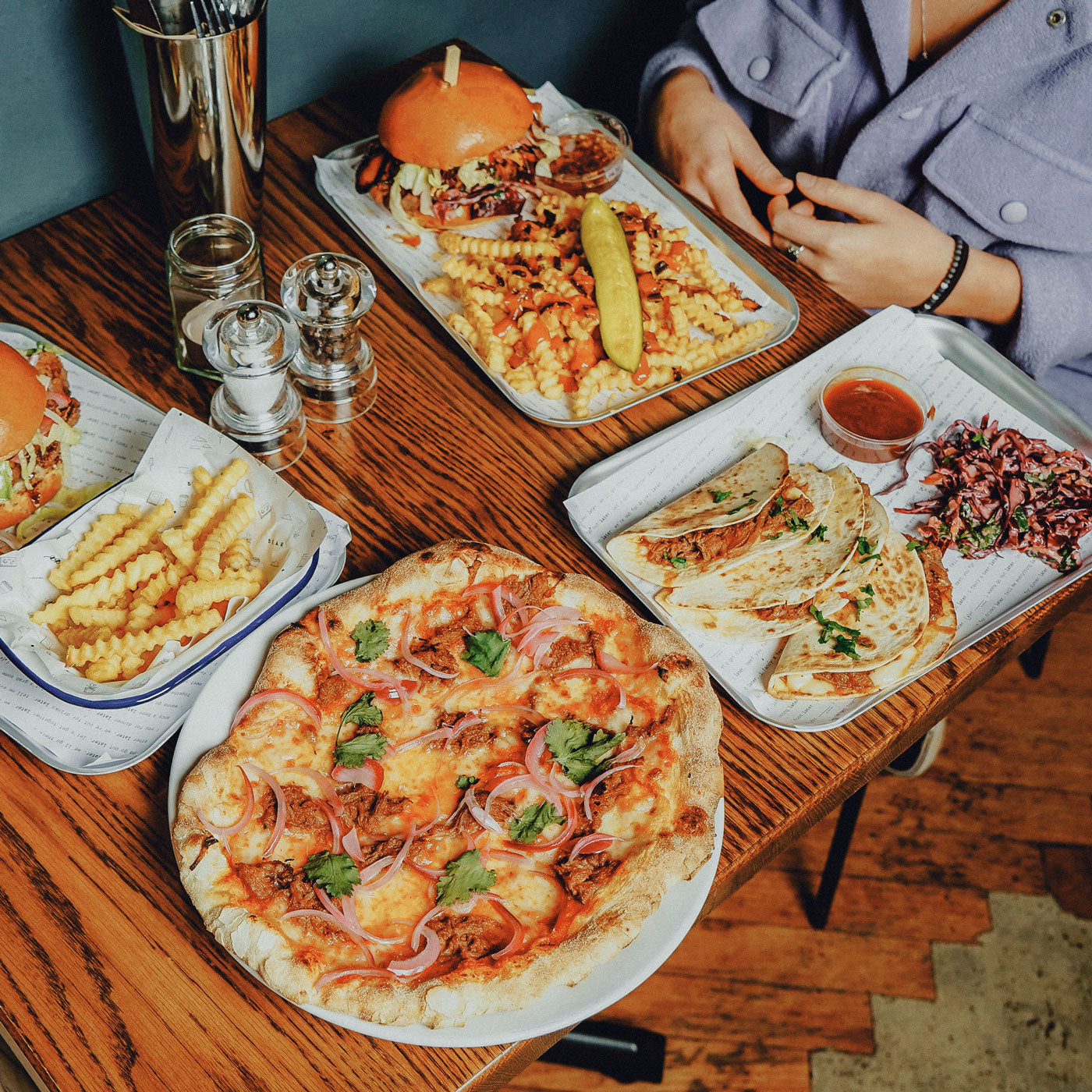 Burgers, tacos and pizza from the Later at BEAR menu
