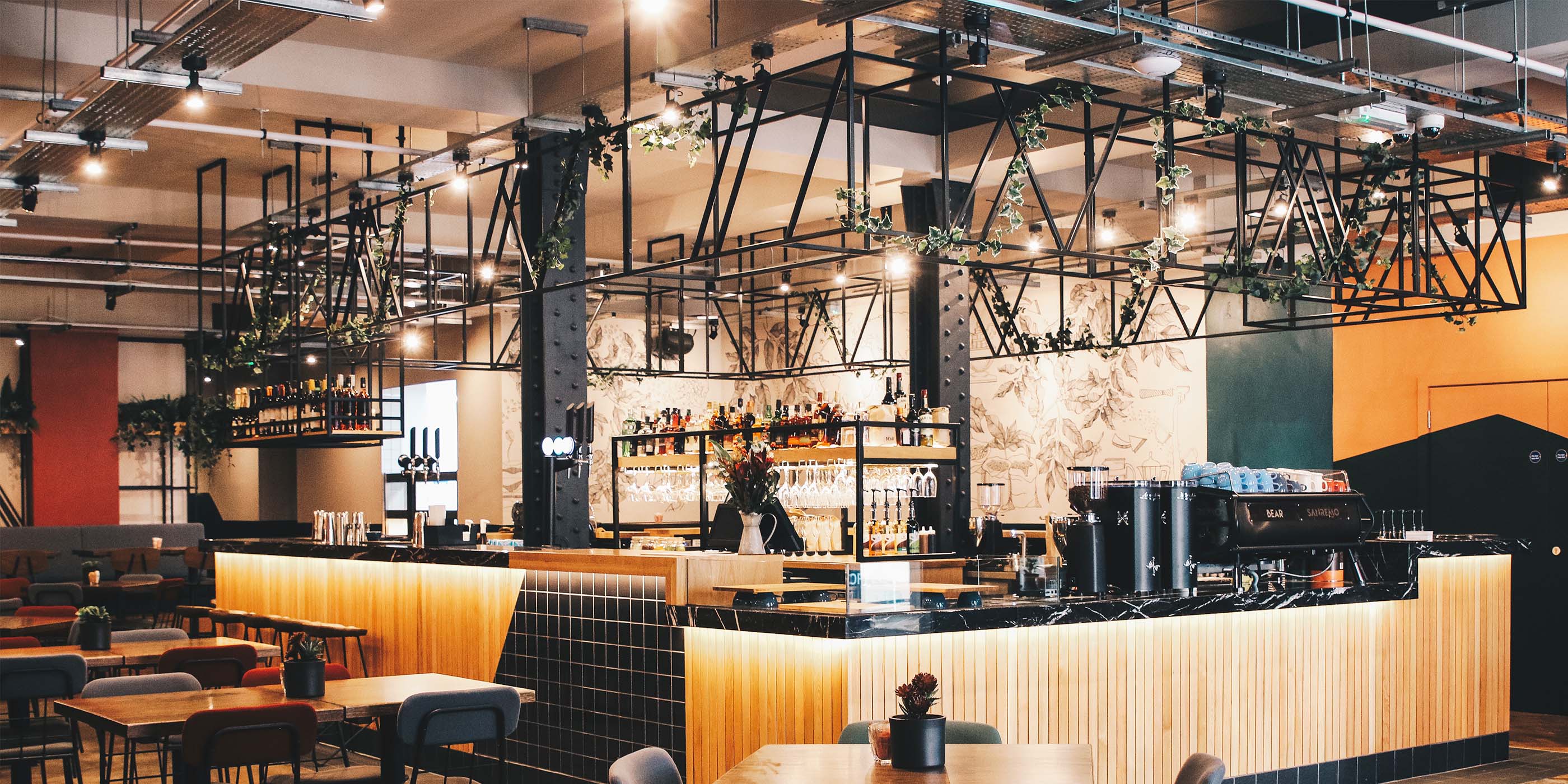 BEAR Derby. Visit BEAR, an independent coffee house in Derby. BEAR serves sustainably sourced, speciality coffee, seasonal fresh food, cocktails and craft beer in beautifully thought out spaces.