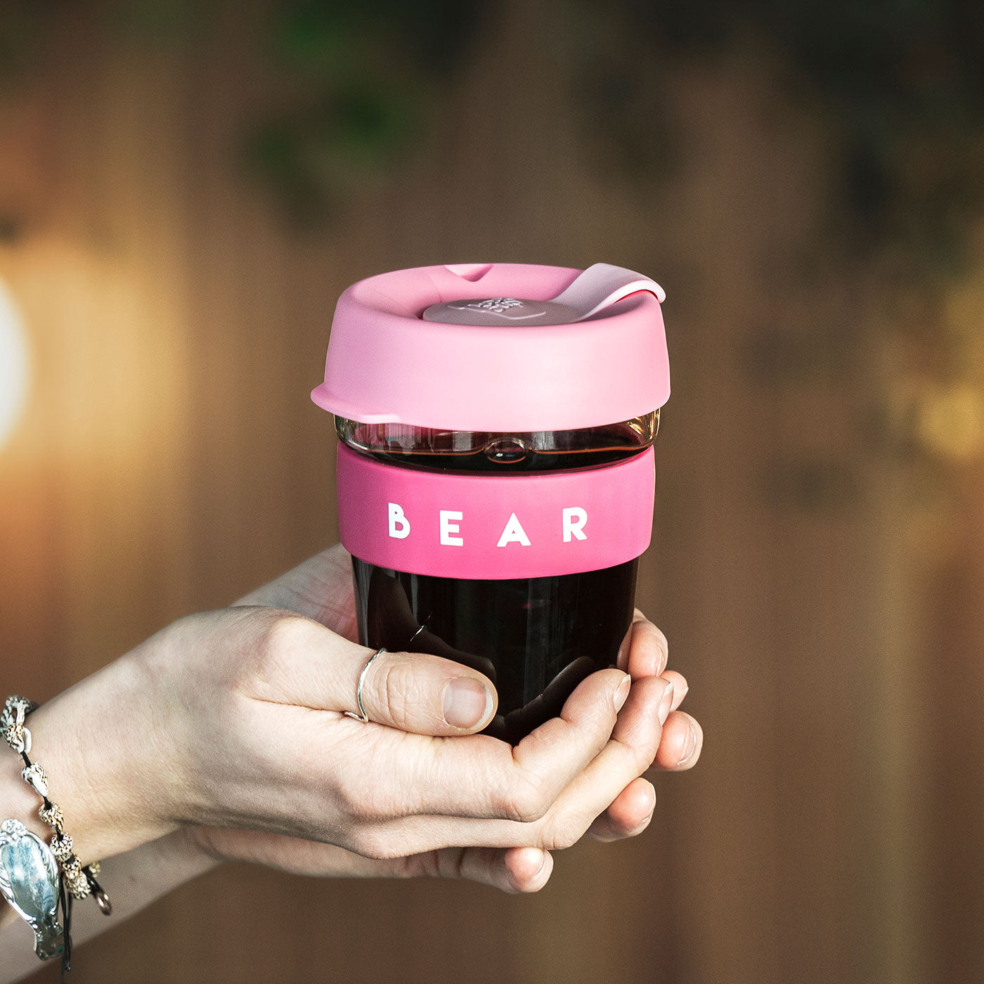 Pink BEAR branded KeepCup