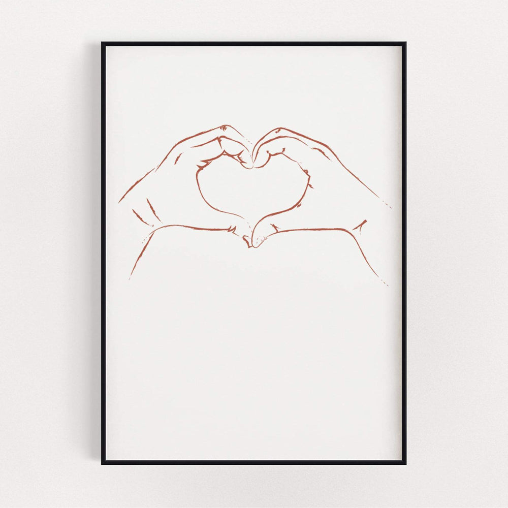 Grace Emily Design Coral Heart Hands A4 Print